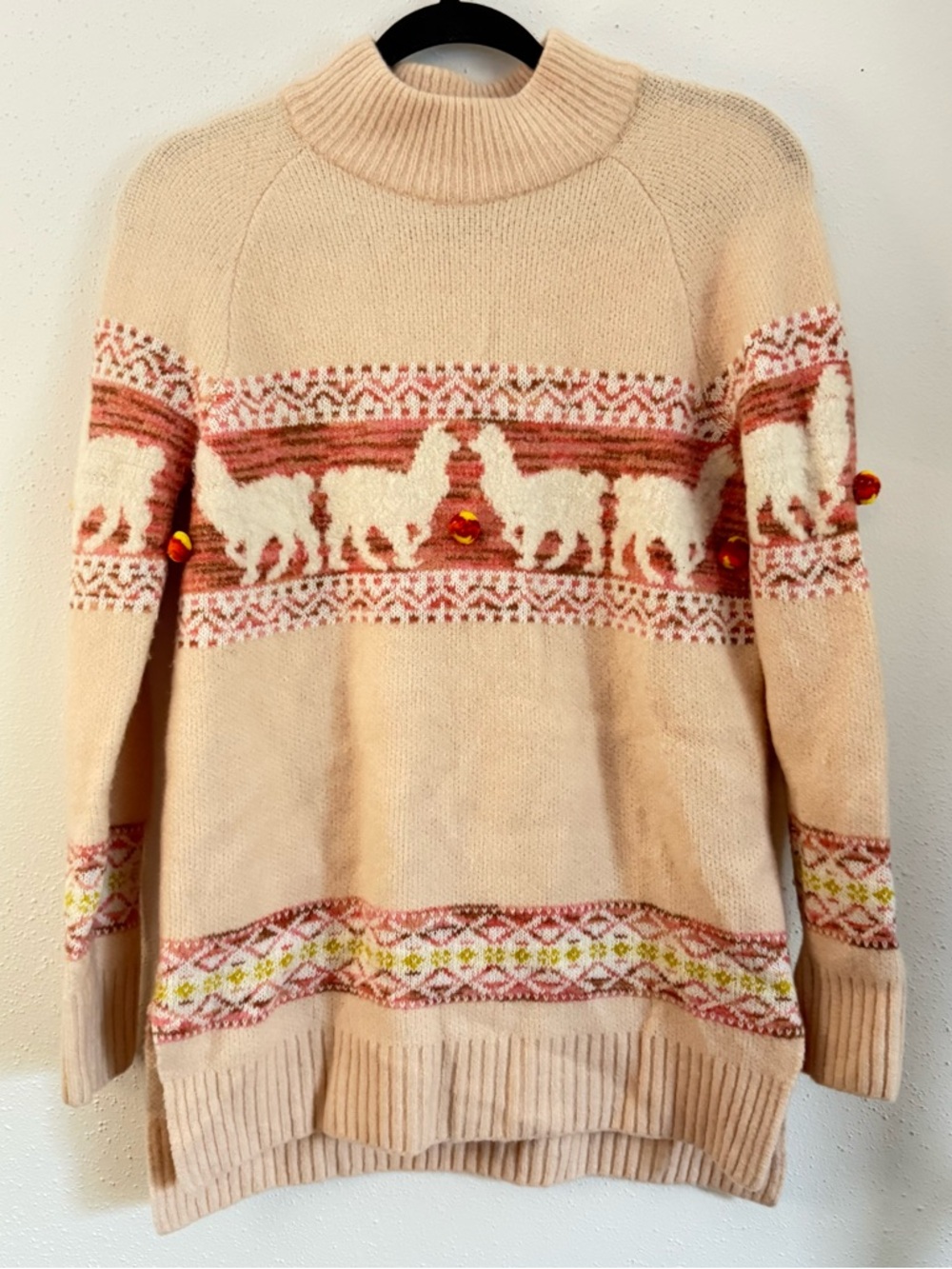 Anthropologie Cream Alpaca Fair Isle Turtleneck Sweater